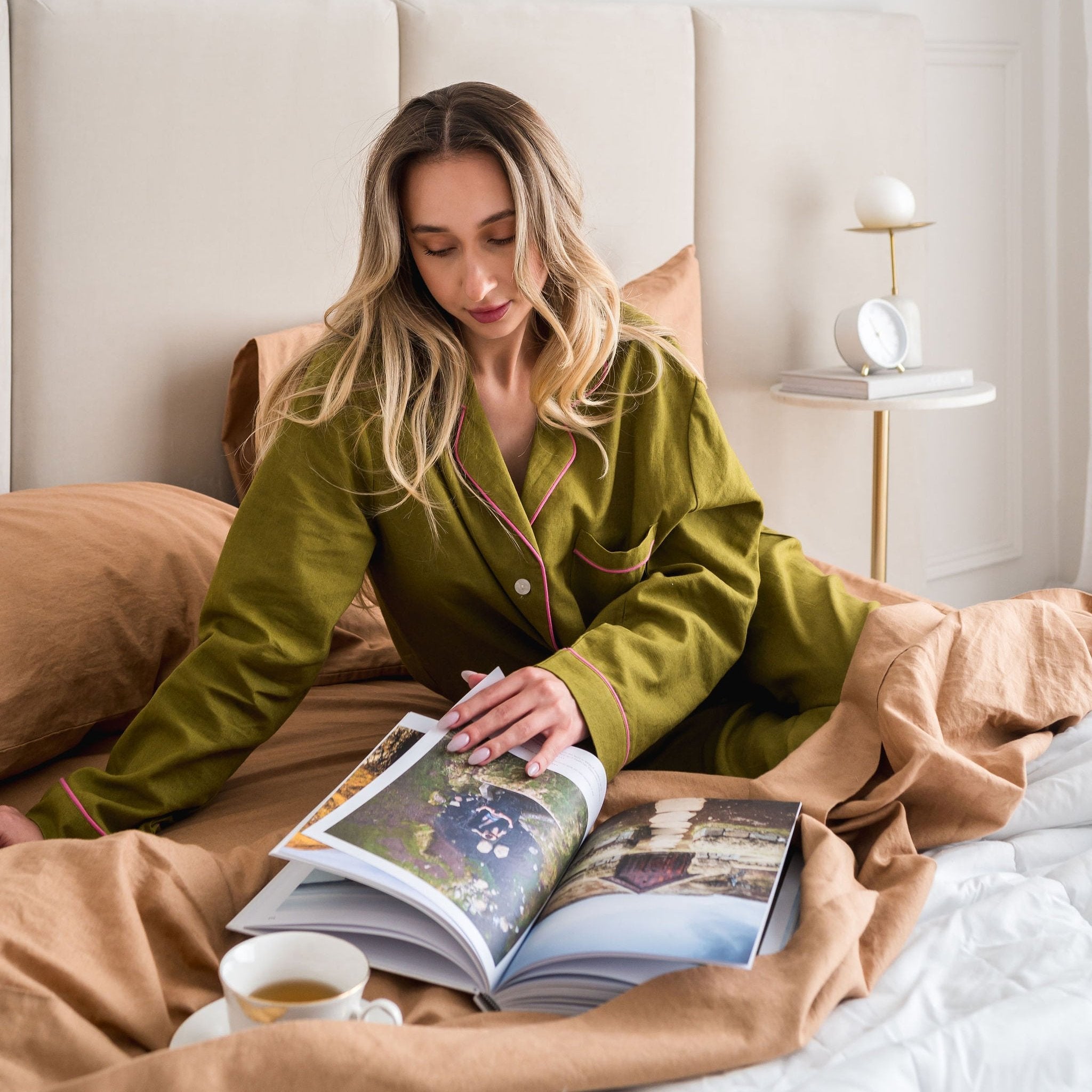 Ensemble de pyjama 2 pièces en mélange lin et coton