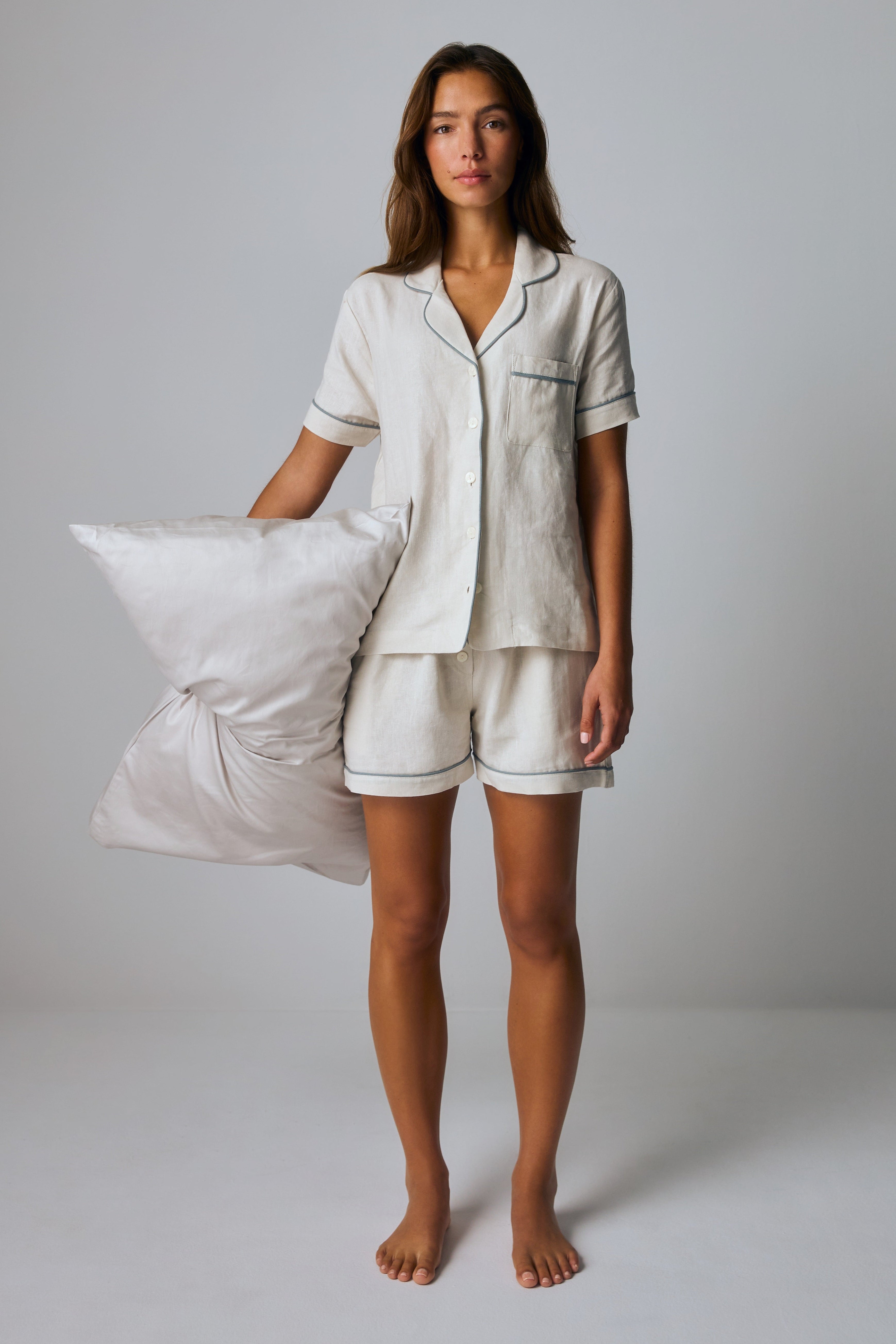 ENSEMBLE PYJAMA COURT EN LIN FRANÇAIS