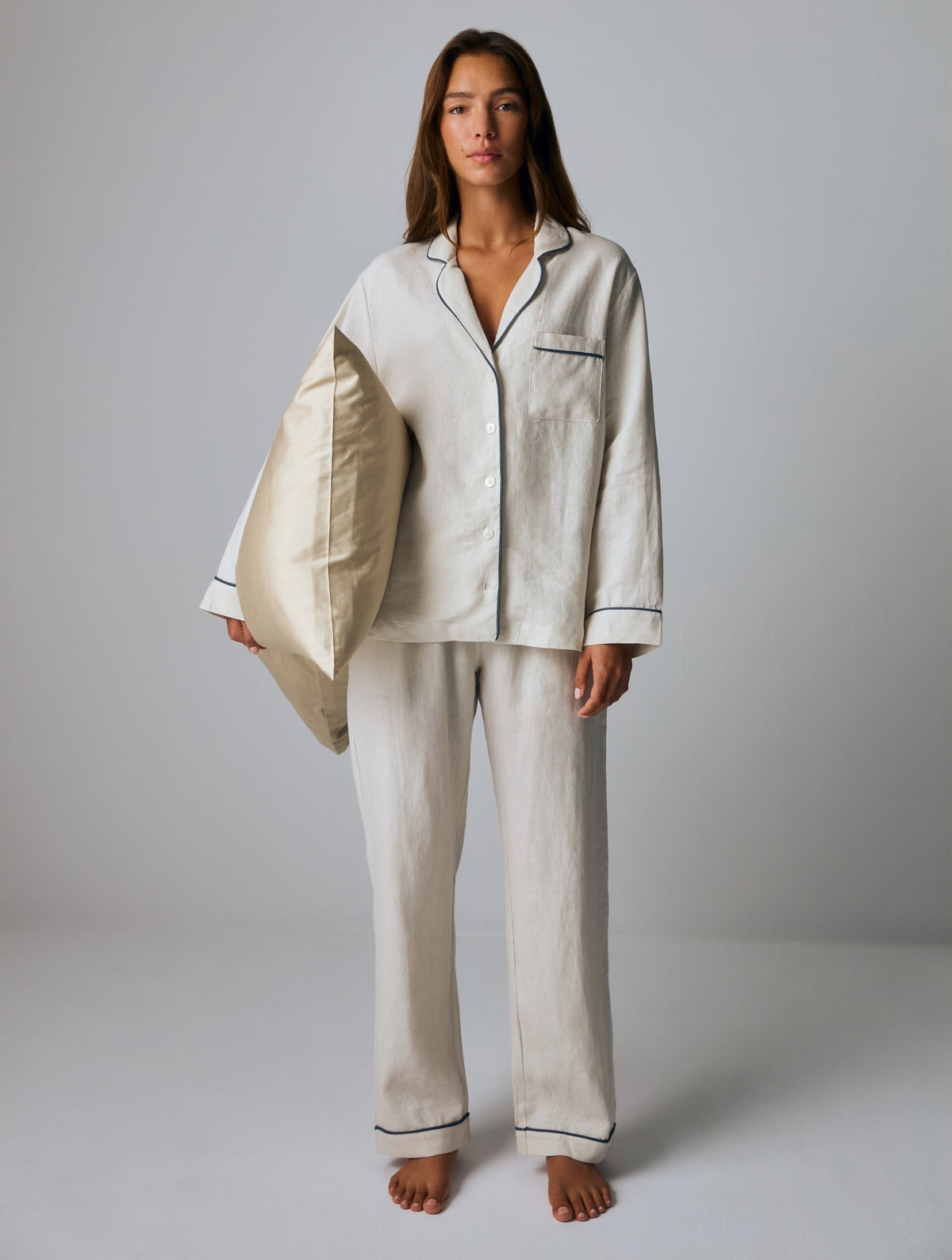 FRENCH LINEN LONG PAJAMA SET