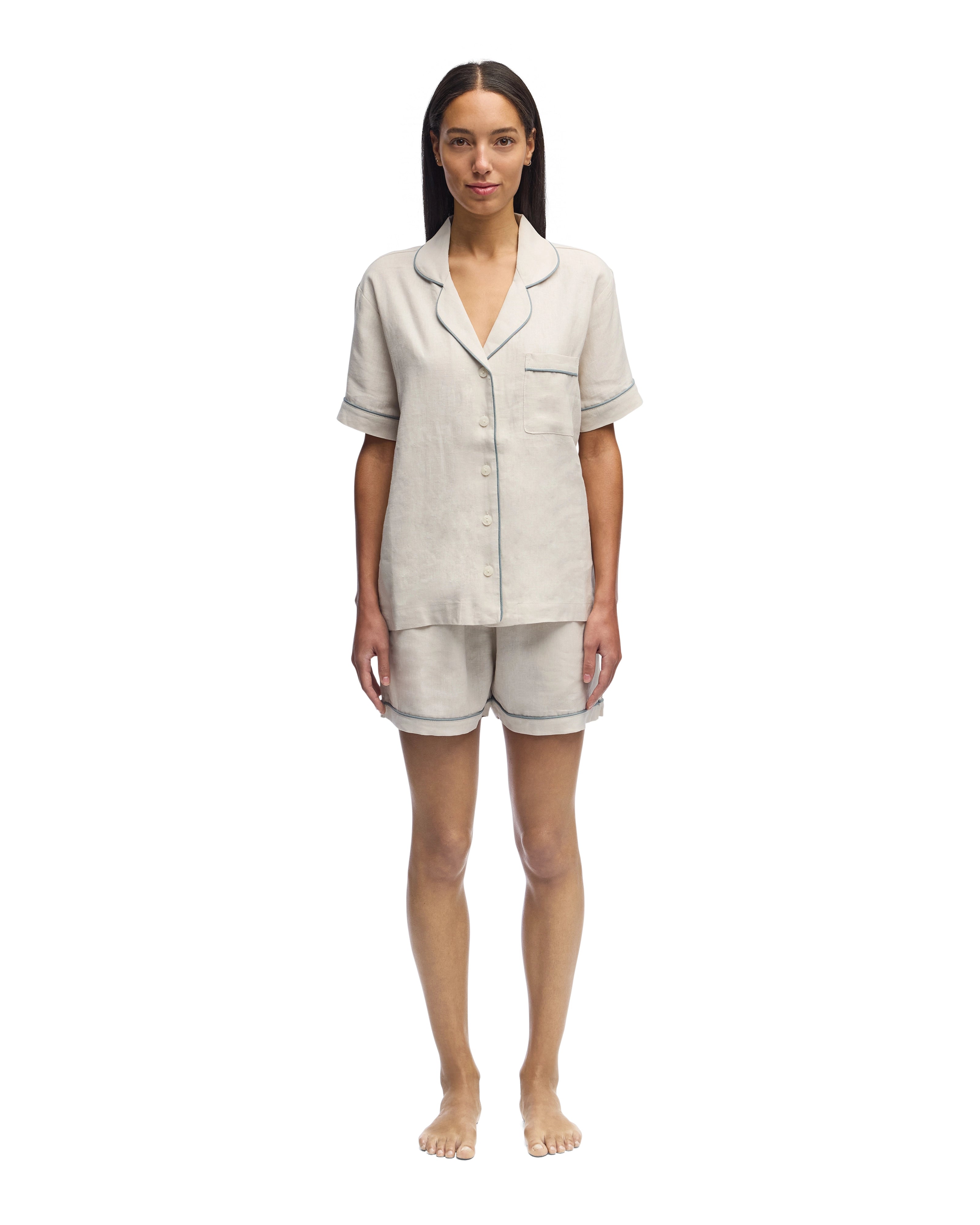 FRENCH LINEN SHORT PAJAMA SET