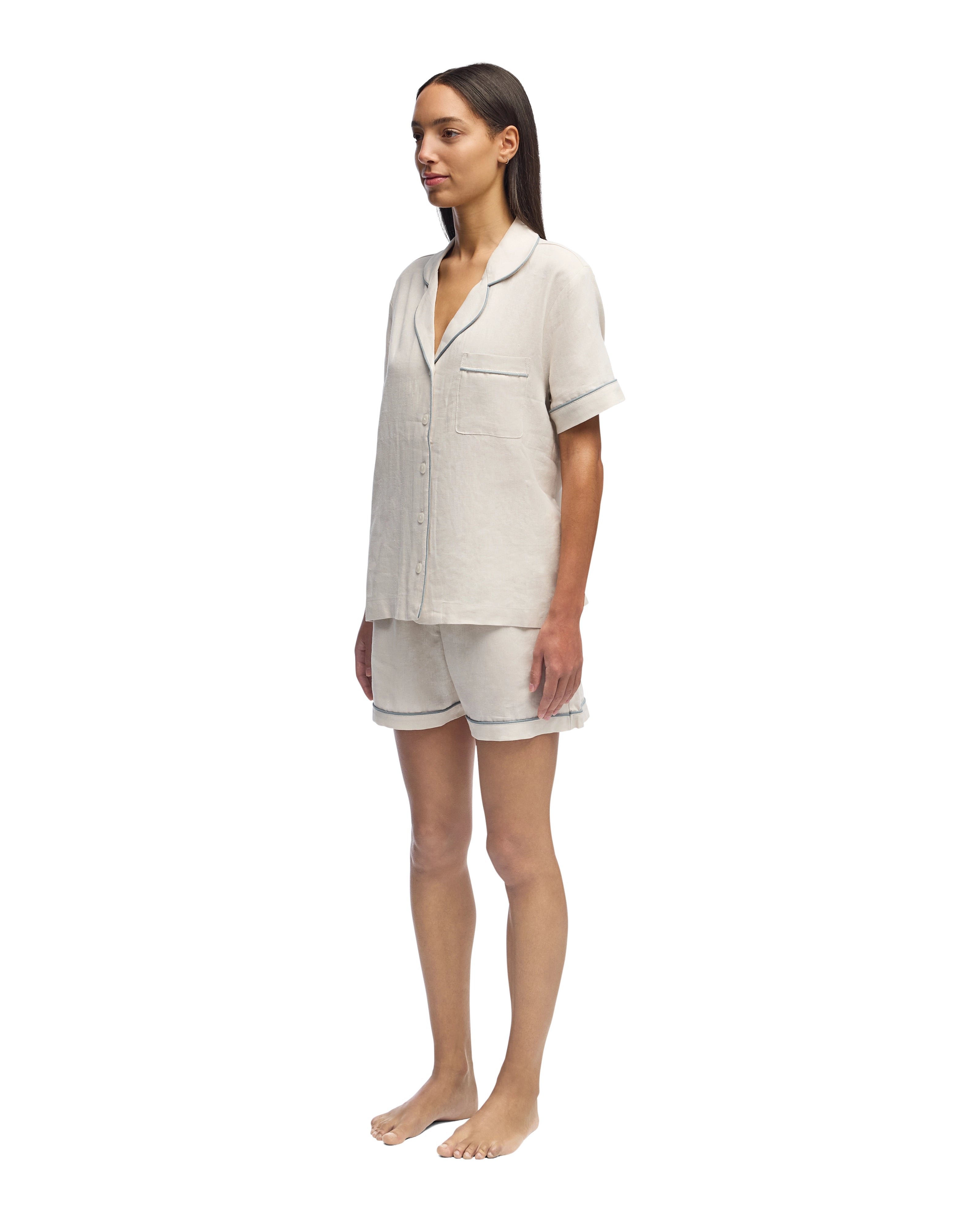 FRENCH LINEN SHORT PAJAMA SET