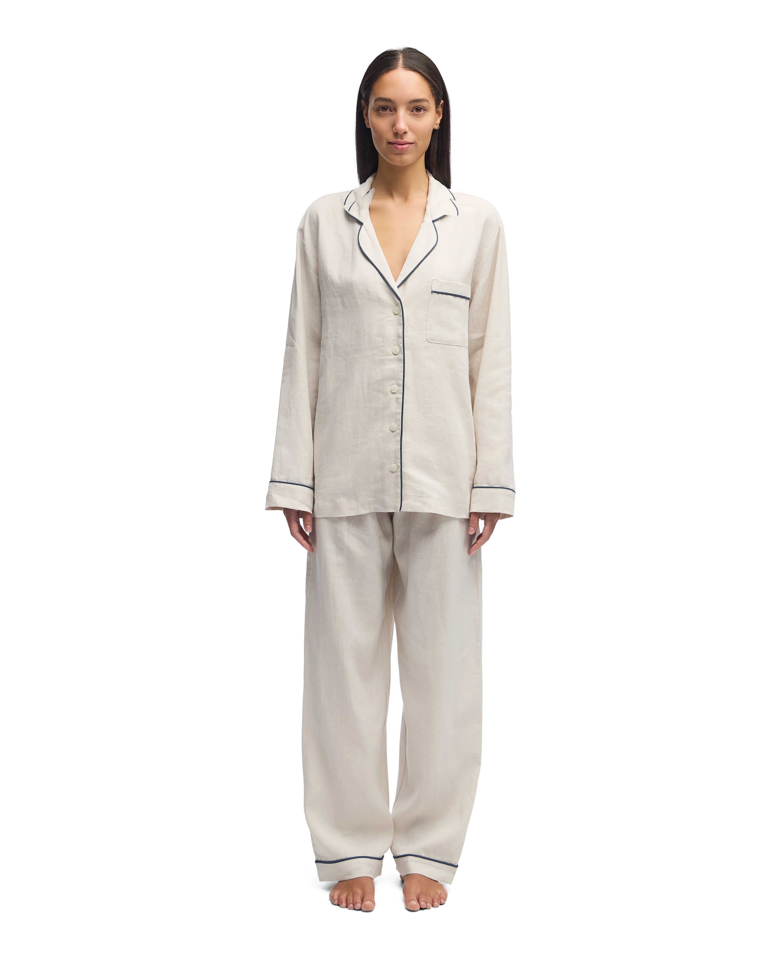 FRENCH LINEN LONG PAJAMA SET