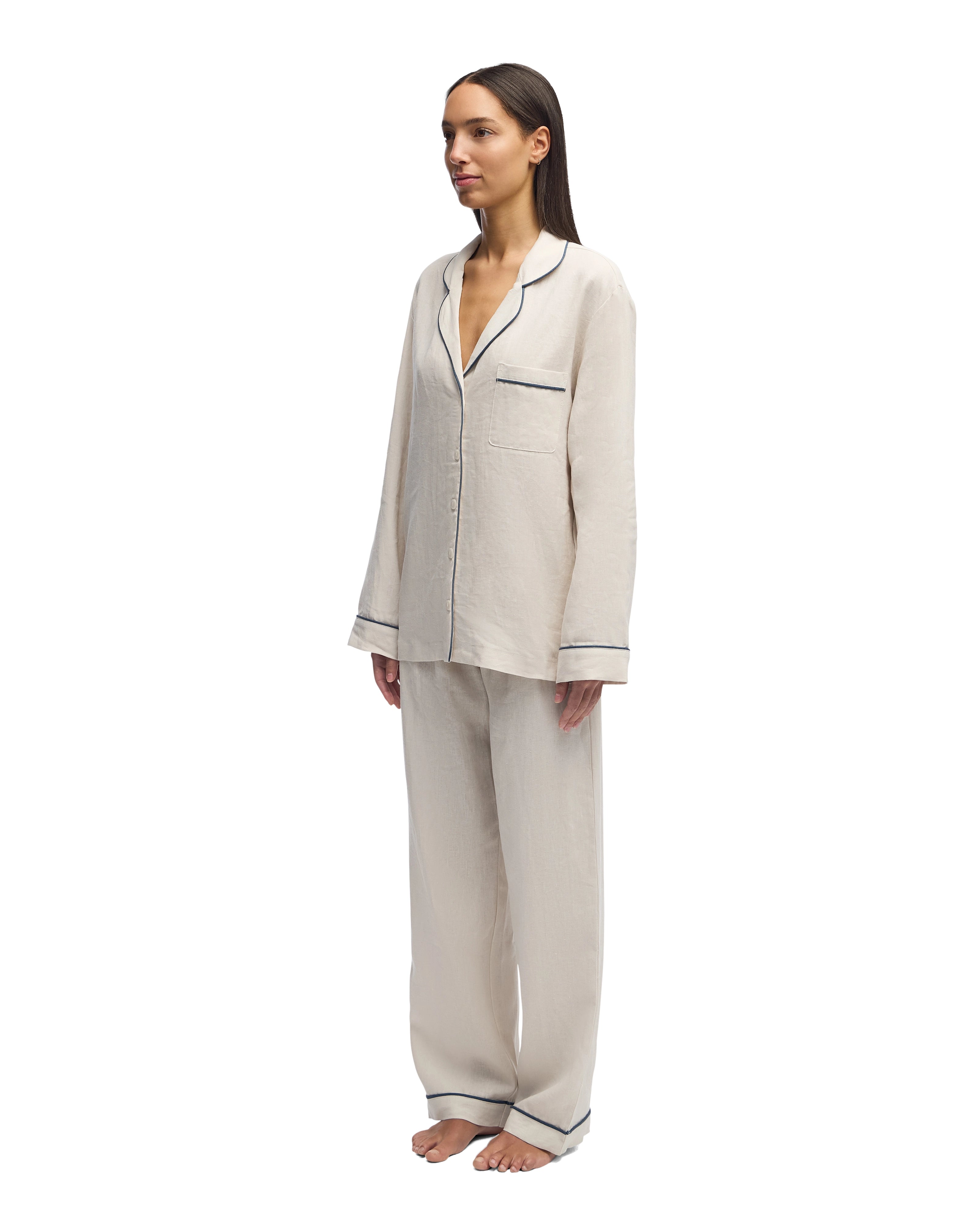 FRENCH LINEN LONG PAJAMA SET